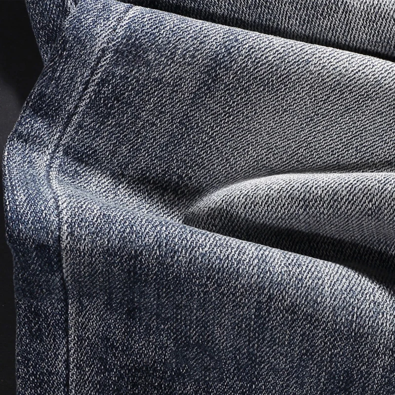 High Street Fashion Men's Jeans Vintage Blue Elastic Tight Designer Bicycle Jeans Designer Hip Hop Pants Homebre