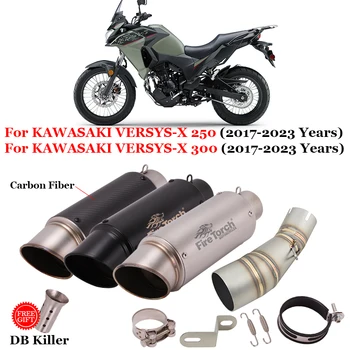Slip On For KAWASAKI VERSYS-X 250 VERSYS-X 300 2017 - 2023 Motorcycle Exhaust Escape Modifiy Middle Link Pipe 51mm Muffler Moto