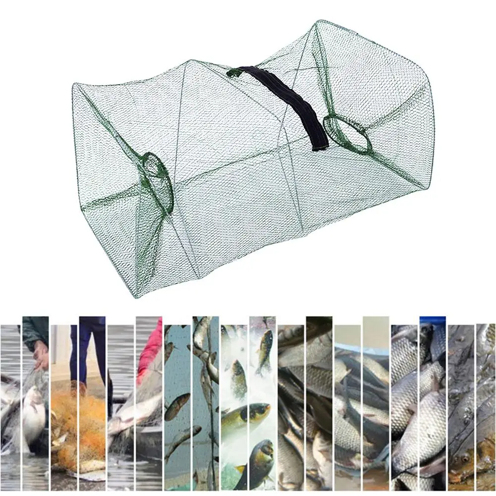 Cast Fishing Trap Net Portable Folding Fishing Mesh with Zipper Crayfish Lobster Fishnet Cage Accessories fishing net,fishing traps,crayfish catcher,crab traps