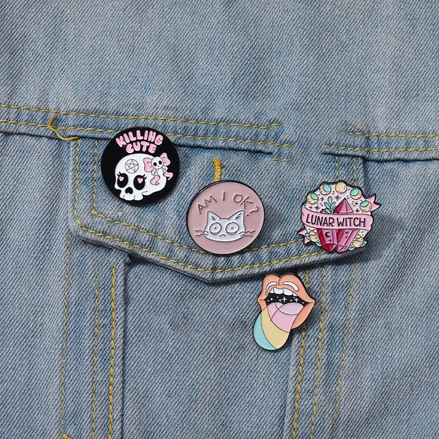 Pink Punk Enamel Pins Brooches Lapel Badges  6