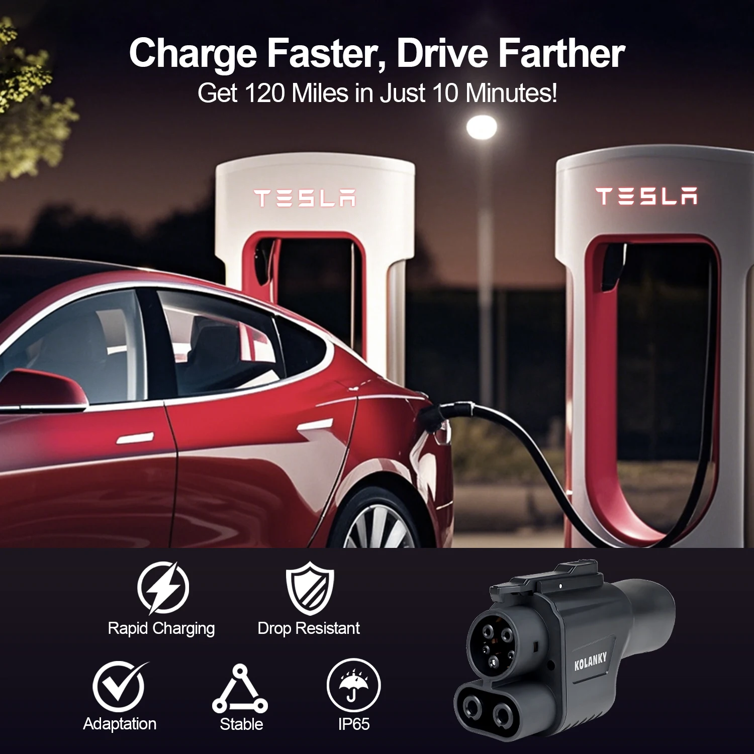 NACS to CCS1 Tesla Supercharger Adapter. 500A Fast Charge EV Tesla superchargers