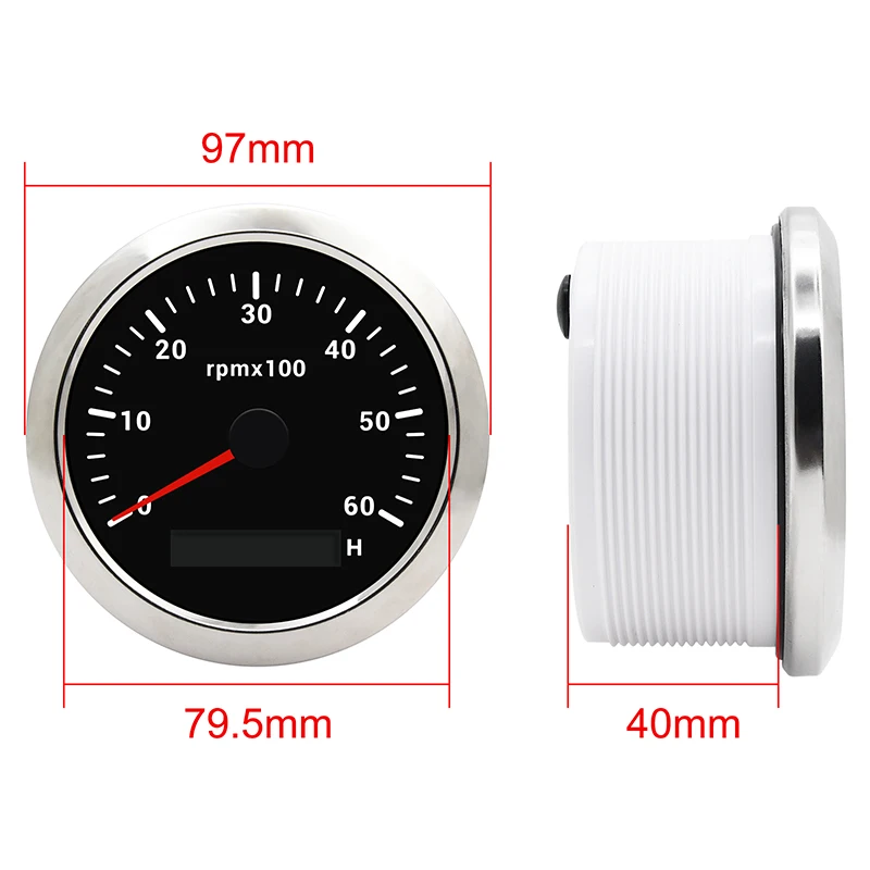 7 Color Backlight 85mm Tachometer For Marine Boat Motorcycle Car 3000 4000 6000 7000 8000 RPM Tacho Gauge With LCD Hourmeter