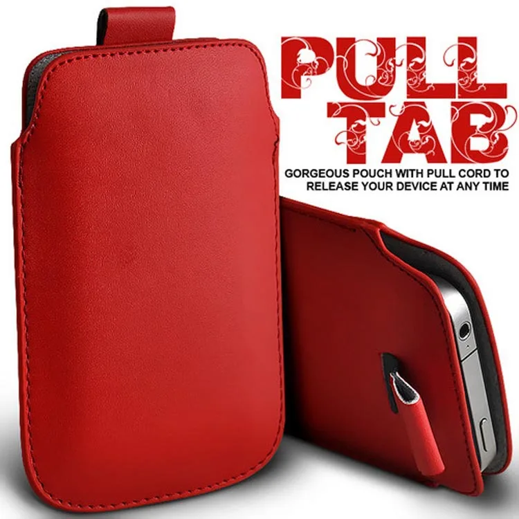 Universal Leather Phone Case with Pull & Push Tab – Sleek and Stylish Pouch Cover
