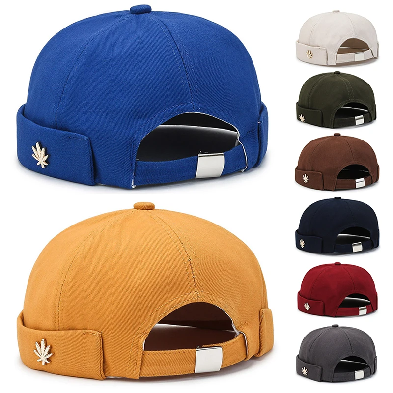 

Vintage Men's Docker Cap Solid Color Cotton Beanie Hat For Women Brimless Skullies Cap Street Hip Hop Hat Adjustable Hat Unisex