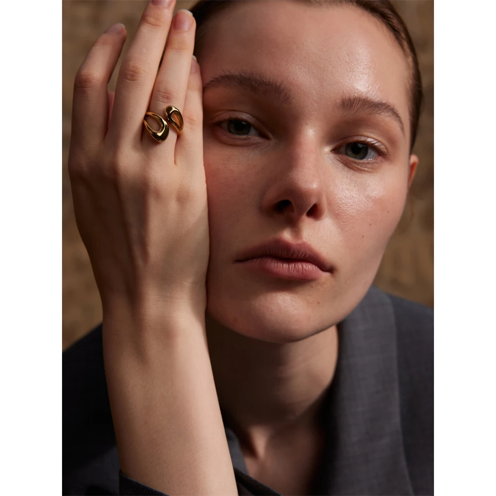 Yhpup Adjustable Ring Gold & Platinum Plated Metal Jewelry