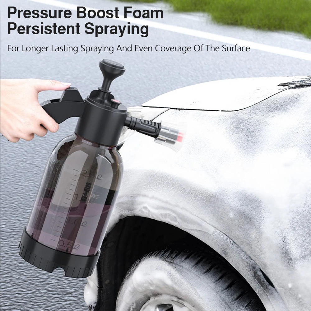 Snow Foam Gun Nozzle with Pressure 2L Hand Pump Pneumatic High Pressure Car Wash Spray Bottle for Home Cleaning Tools