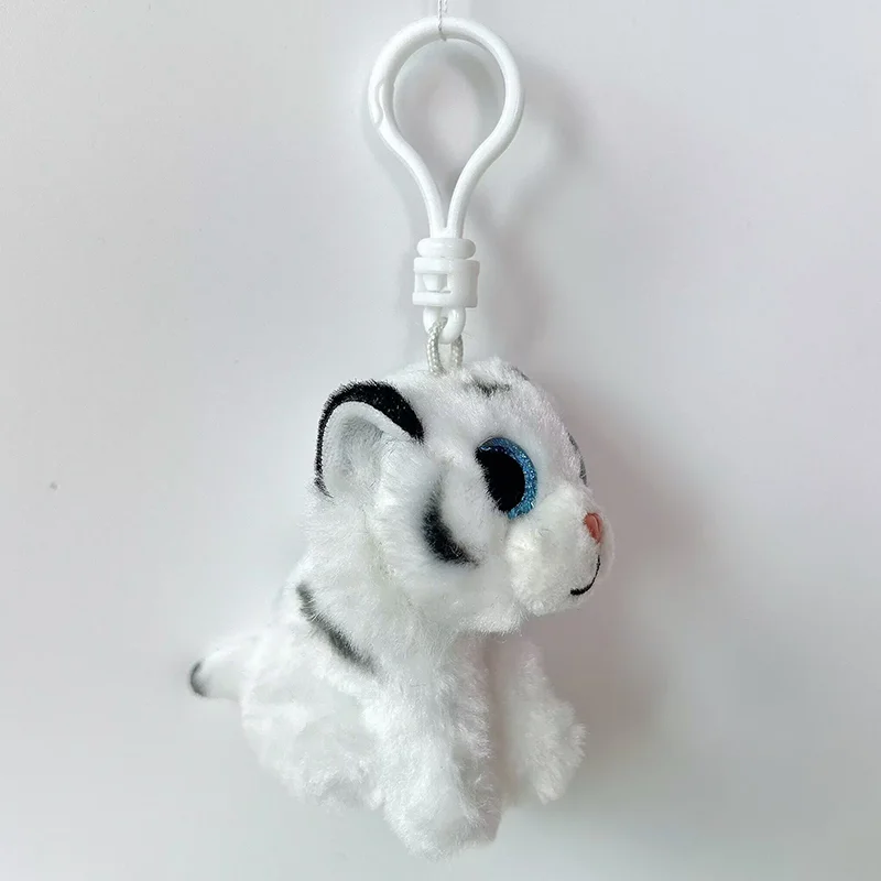 9cm Ty Beanie Big Eyes Small Pendant Keychain Clips Mini Stuffed Plush Toy Animals Doll Black Pattern Tiger Tundra Children Gift 3