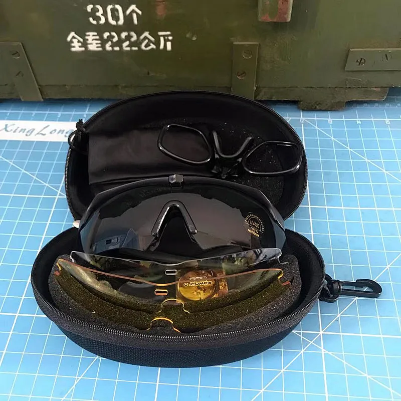 

Tactical polarizing goggles anti-fog bulletproof black glasses army fan explosion proof goggles shooting riding