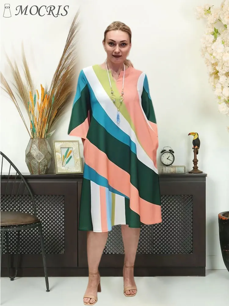 Women's Polyester Patchwork Printed Summer Dresses, Casual A-line Ruffled Long Dresses, Cheap, Plus Size, Free Shipping, 2023