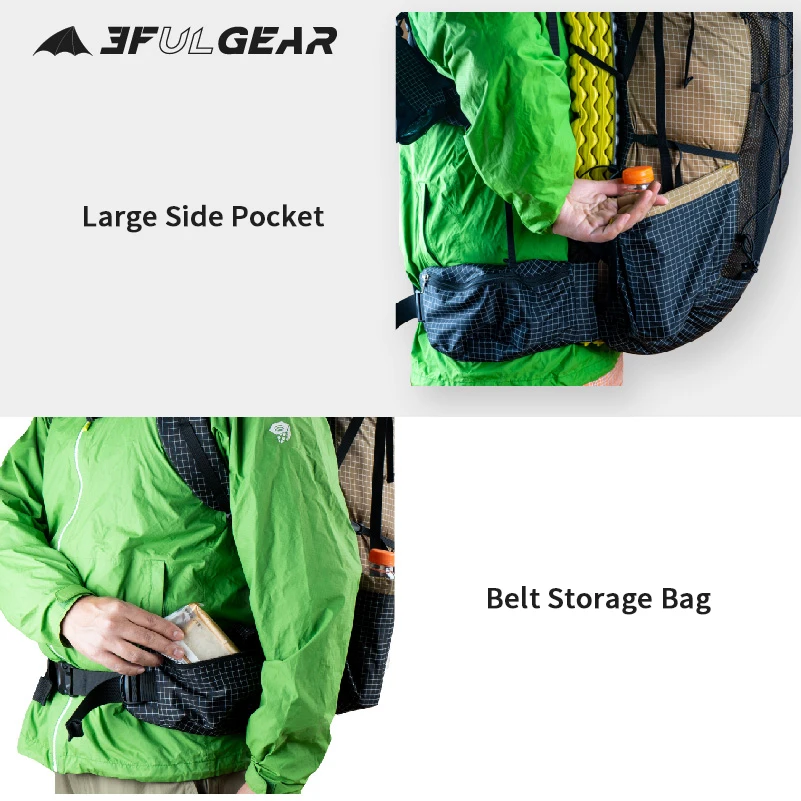 3F UL GEAR QIDIAN PRO 백팩, 초경량 880g, 야외 스포츠 가방, 내마모성 캠핑 가방, 방수 여행, 46 + 10L