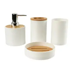 Elegant 4 - Piece Bathroom Decor Accessory Set (White)