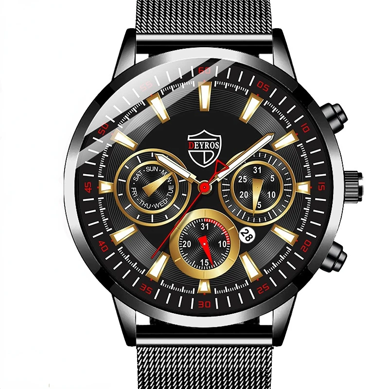 

New Korean Fashion Men's Calendar Watch Business Men's Stainless Steel Watch Luminous Pointer Quartz Watch Relojes Para Hombres