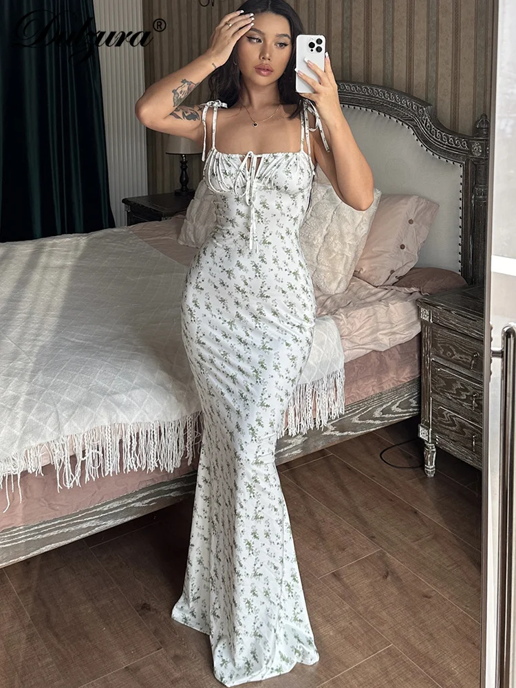 Dulzura Women Sexy Y2K Clothes Floral Print Lace Up Sleeveless