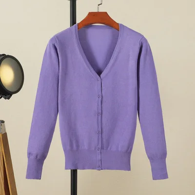 thumbnail image 1 of Nuevo cárdigan de punto para mujer, abrigo de primavera y otoño, con hebilla natural, suelto, de manga larga, cuello en V, abrigo de color sólido, suéteres para mujer, 1 of 5