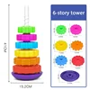 Baby Stackable Tower Rotating Rainbow Tower Montessori Educational Toys for Kids Toddler Toys Baby Development Toys Games Toy 6