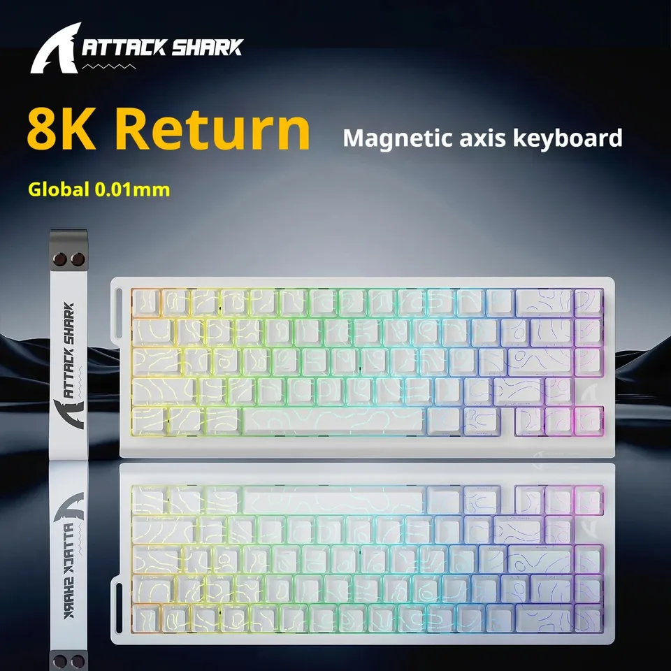 Attack Shark X68 HE Magnetic Keyboard Mechanical Topo Wired RGB Gaming 8KHz RT Topographic Keycaps 0.125Ms HIFI 8000HZ 0.125Ms