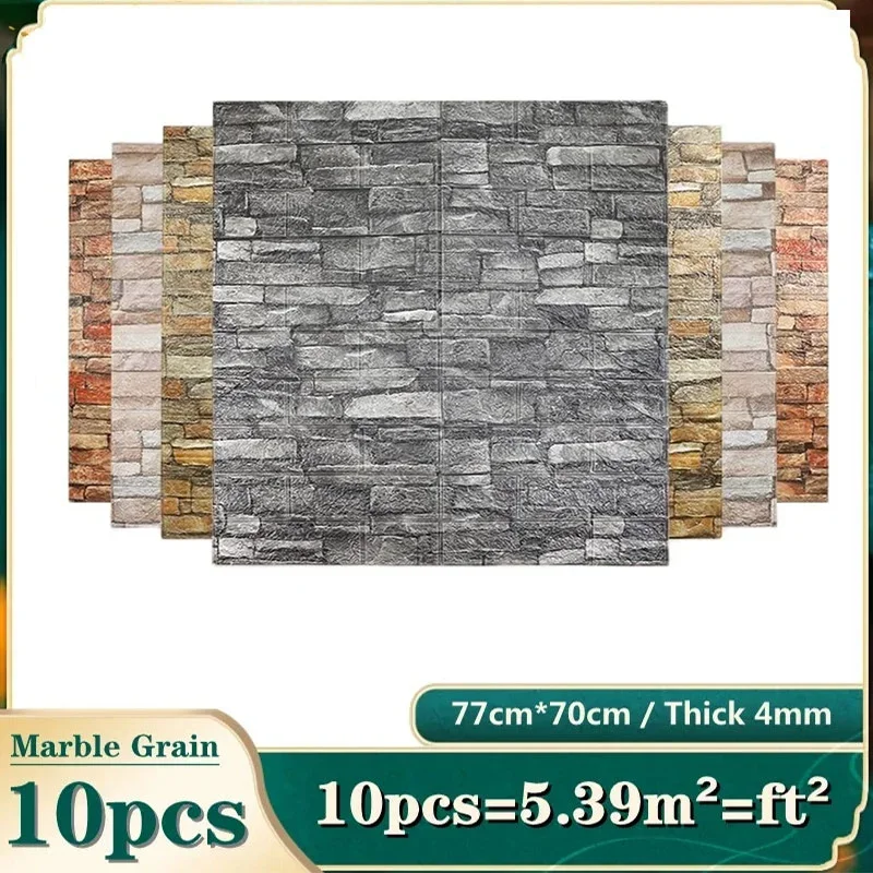 

10 Pcs 3D Brick Modern Retro Wall Sticker DIY PVC Wallpaper for Living Room Bedroom TV Wall Waterproof Self-Adhesive Foam Papers