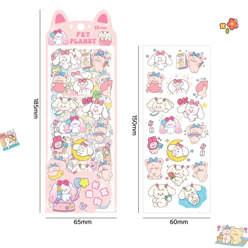 10 Stück Kawaii Scrapbooking-Aufkleber Fahrrad-Sticker Geschenk Frosch Kinder Cartoon Schreibwaren PET Tagebuch-Aufkleber Notizbuch Niedliche Mädchen – Detail 1