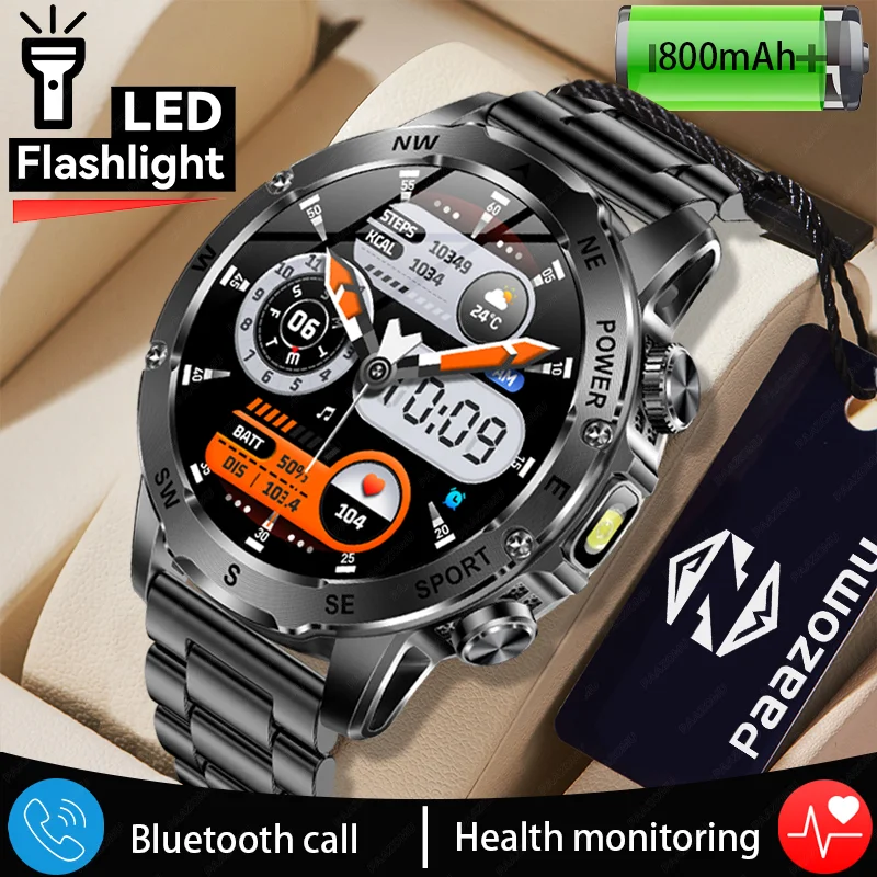 Men's Outdoor Sports SmartWatch 800mAh Large Battery Compass LED Flashlight Bluetooth Call Watch Men's And Women's Holiday Gifts_voghion.com