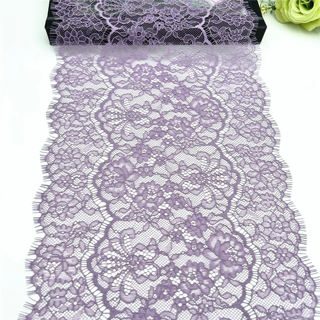 3y/lot Width 9 inch 23cm Purple Eyelash Lace Trim Non-Elastic Lingerie Sewing Craft DIY Apparel Fabric Lace Underware Material 2