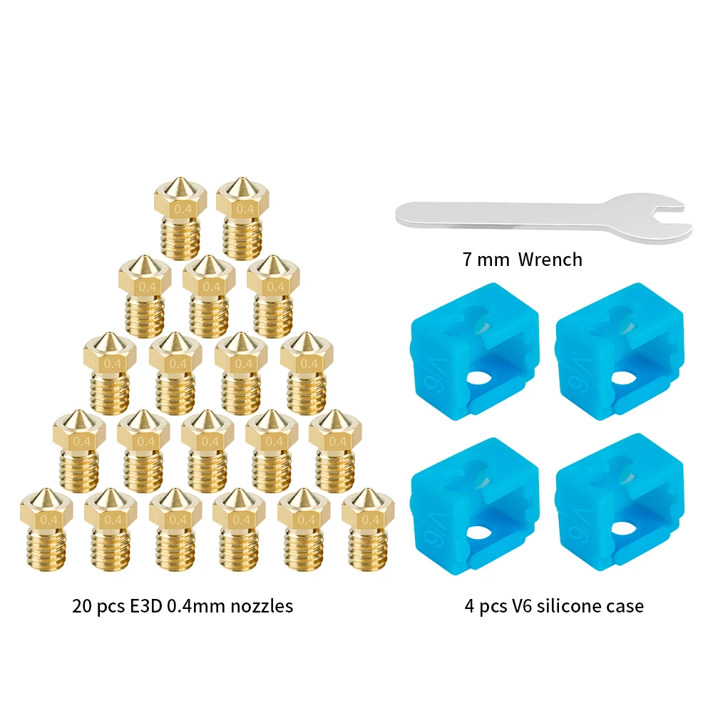 XCR MK8 Hardened Steel Nozzles 0.4mm Mold Steel Nozzle M6 Thread 1.75MM  Filament for Extruder Hotend CR10 Ender3 3D Printer Part