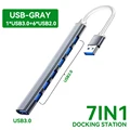 7 Ports USB Gray