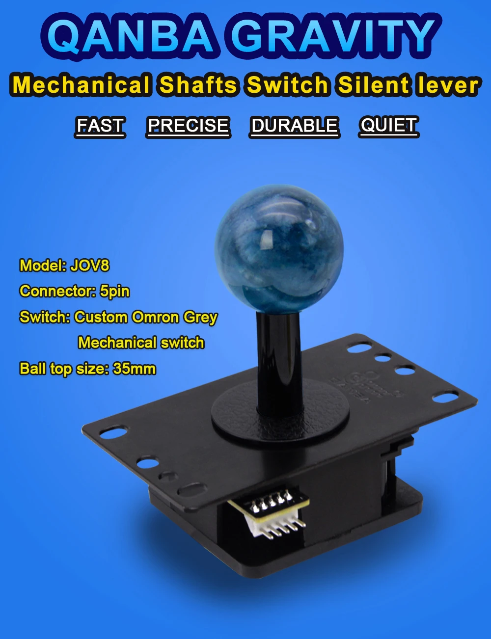 Qanba Gravity Mechanische Arcade-Joystick-Schäfte Silent Lever JOV8S JCV8 Joystick Arcade-Zubehör Schnelle DIY-Teile – Detail 1