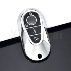 Luxury TPU Car Key Case Cover for Mercedes Benz - Sleek and Durable Fob Holder Protector (Silver)