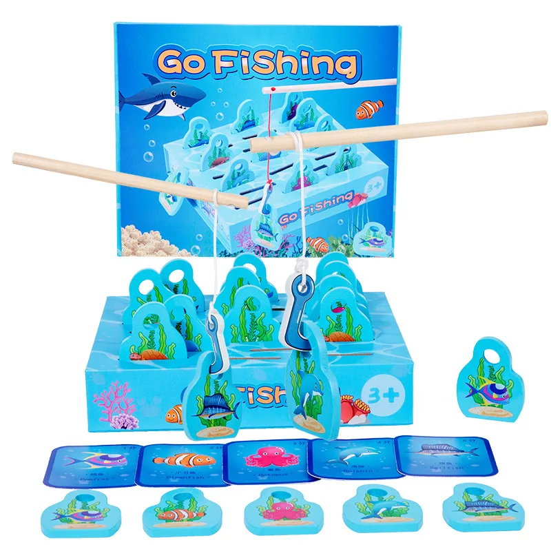 Montessori Magnetic Wooden Fishing Game Toy for Toddlers 1 2 3