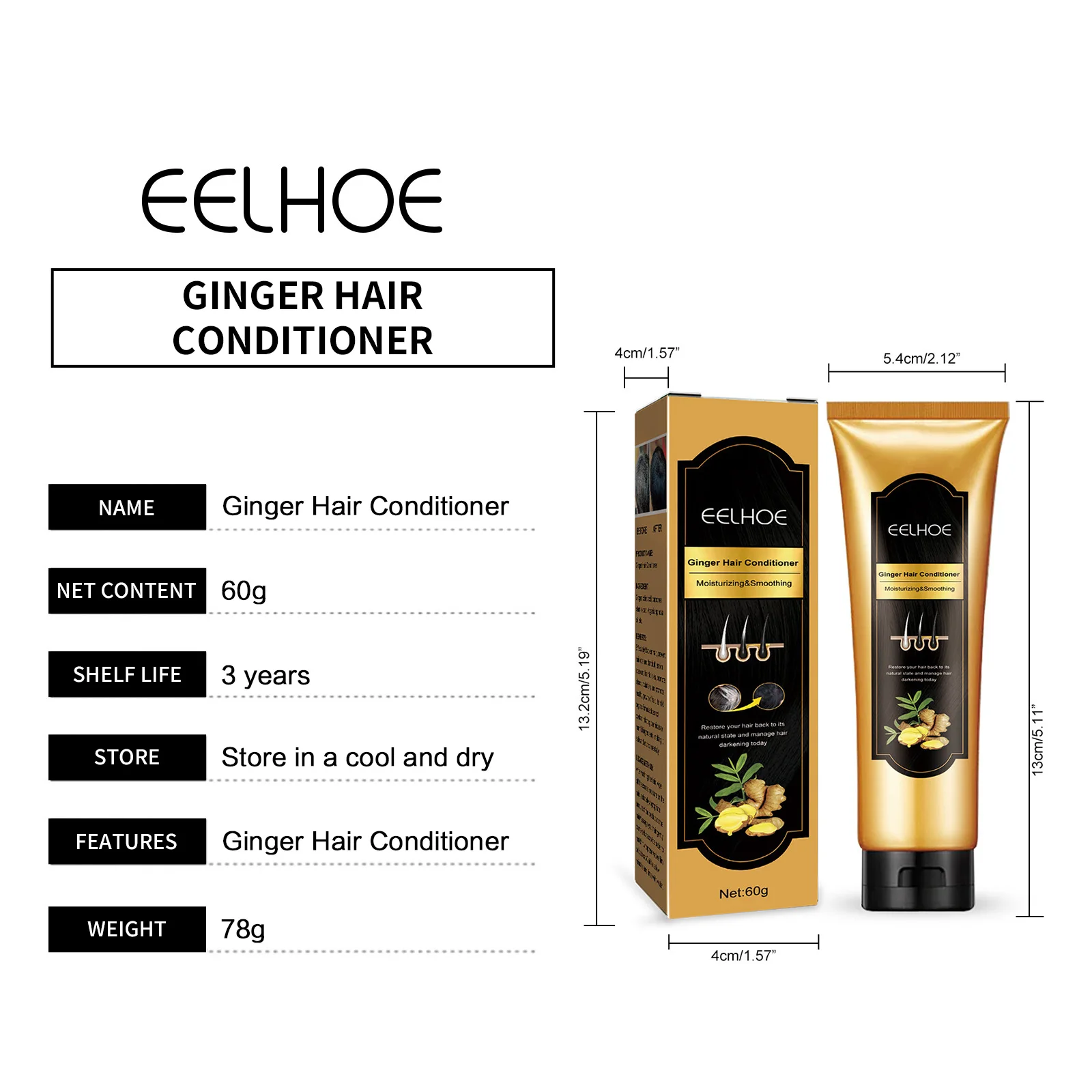 Description Picture 3 of itemEELHOE Anti Hair Loss Conditioner Ginger Essence Moisturizing Hair Damage Repair Frizzy Smoothing Care Hair Darkening Treatment
