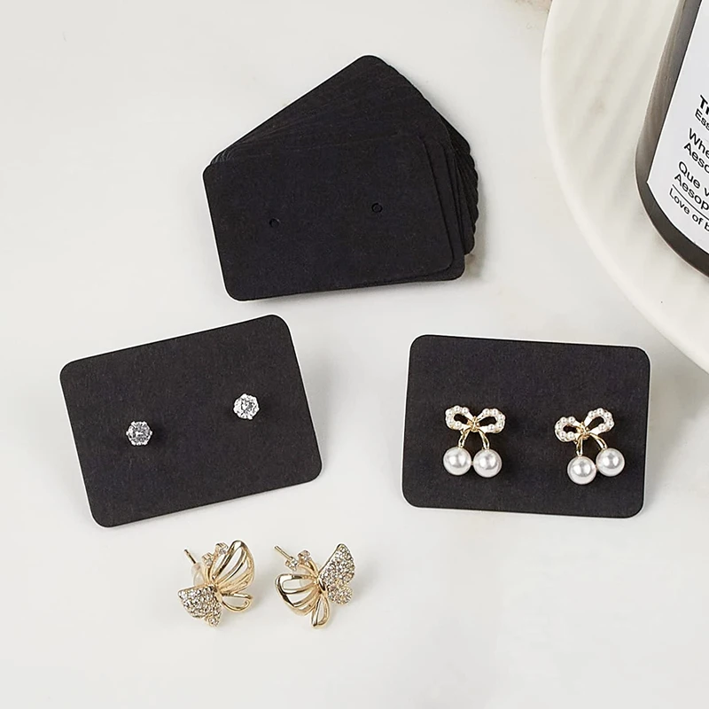 200 Stück 2,5 x 3,5 cm Ohrring-Display-Karten, Kraftpapier, Ohrmarken, Ohrstecker-Karte für Schmuck, Verpackung, kleine Unternehmen – Detail 6