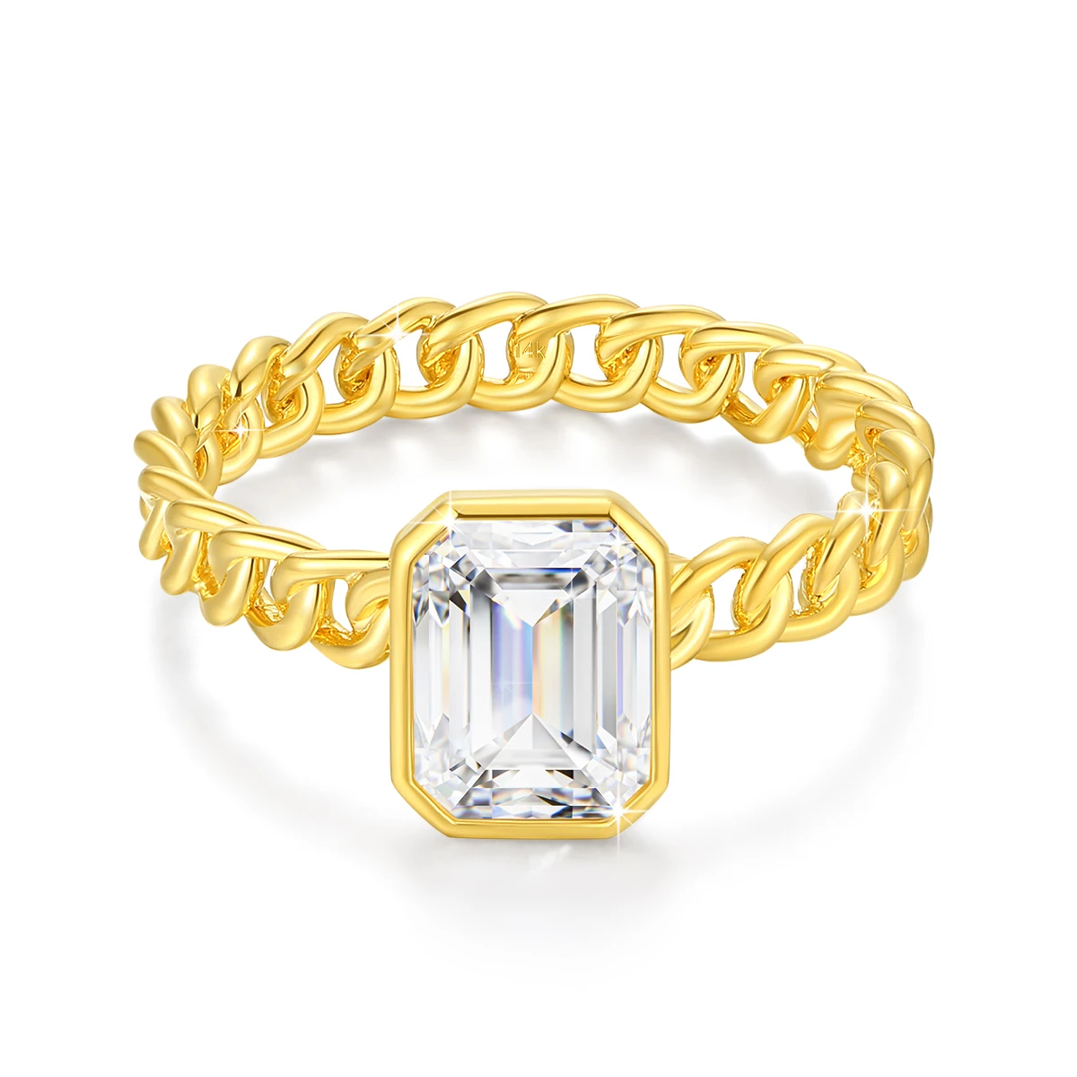 100% Real 14k Gold Diamond Ring Emerald Moissanite 2ct 6*8mm Luxury Designer AU585 K Gold Wedding Jewelry For Women High Quality 4