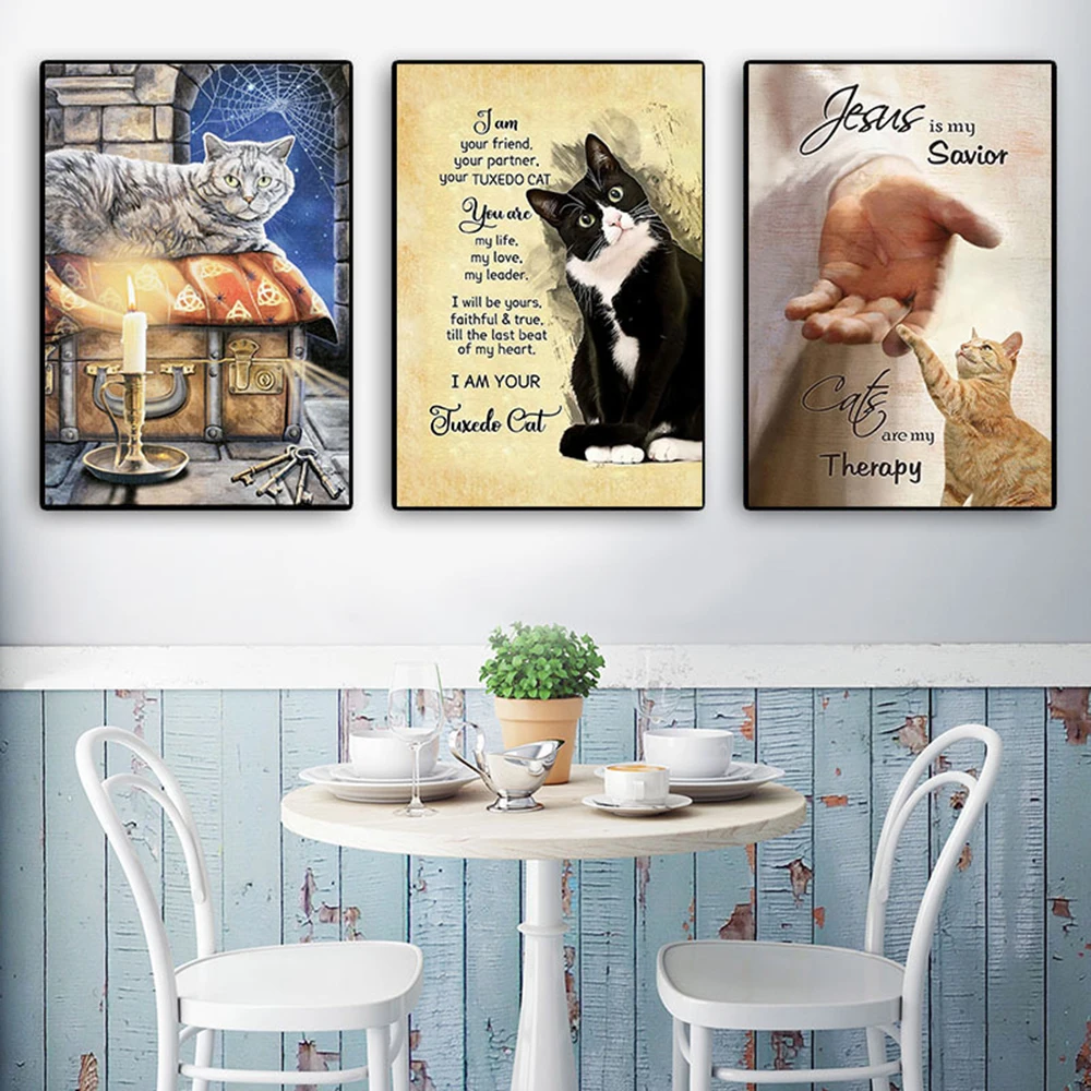 

Cat Funny Poster Wall Art Canvas Painting Modern Home Decoration Painting Posters and Prints Mural Picture Room Decor Photo Gift