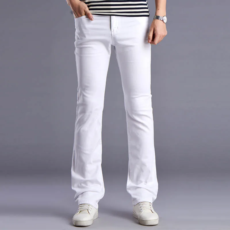 

2024 White Flared Jeans Boot Cut for Men Vintage Spring Leg Fit Classic Denim Flare Jeans Male Straight Pants 28 29 30 32 34 36