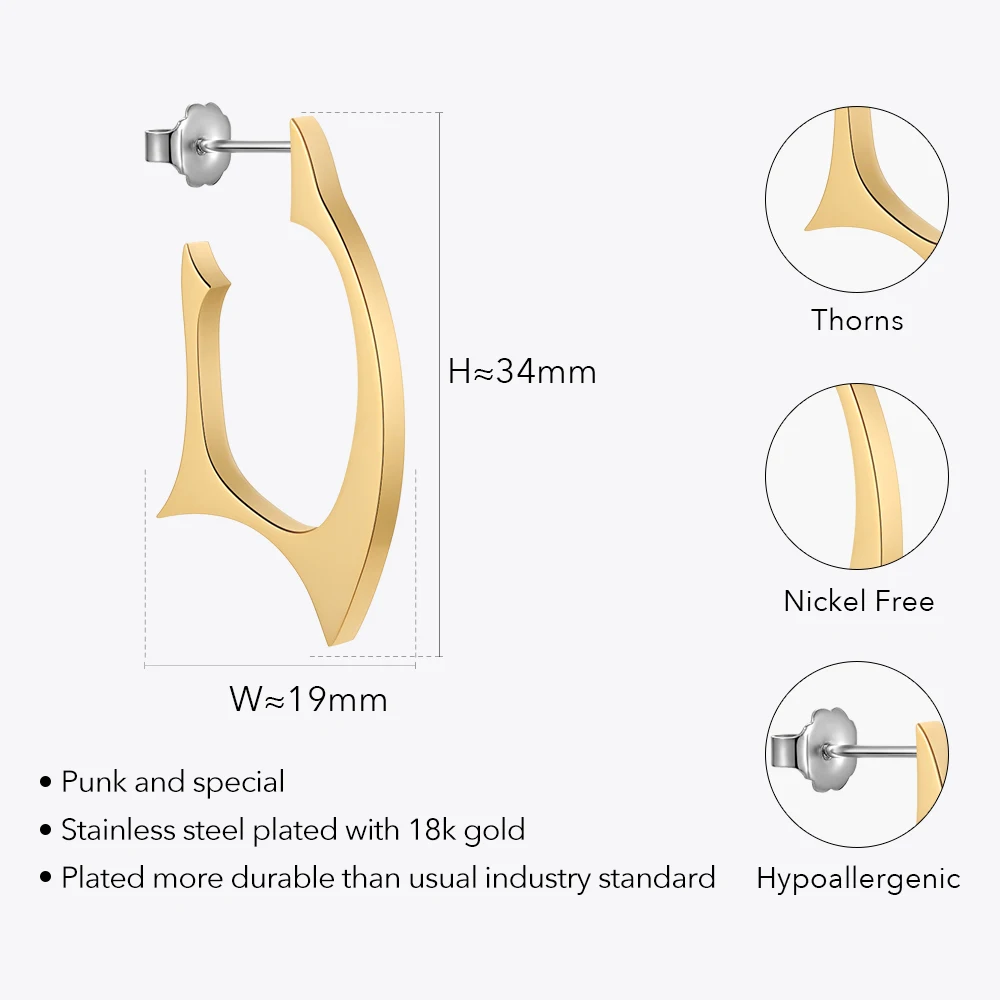 ENFASHION Thorns Stud Earrings For Women Christmas Stainless Steel Pendientes Irregular Earings Gold Color Fashion Jewelry E1451
