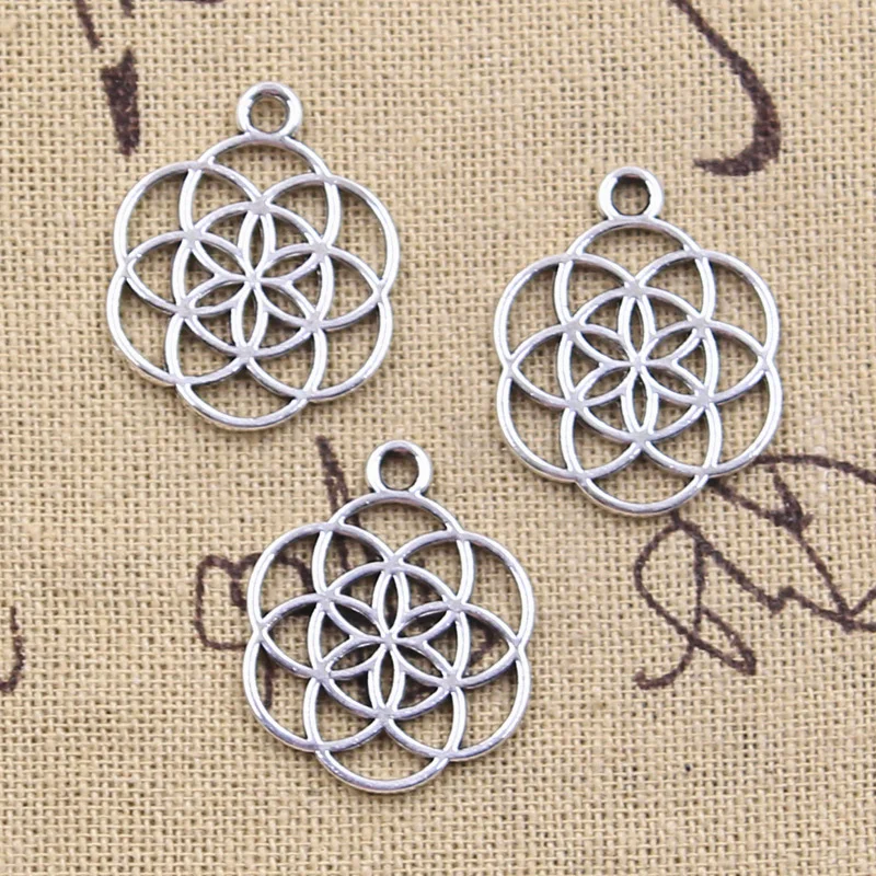 15 Stück Charms Blume des Lebens Yoga 25x20mm Antik Bronze Silber Farbe Anhänger Herstellung DIY handgemachten tibetischen Schmuck finden