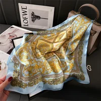 2024 New Fashion 70X70cmPrinted Women's Scarf Pashmina Silk Scarf Square Shawl Decorative Headband Neck Luxury Design Bandana 2