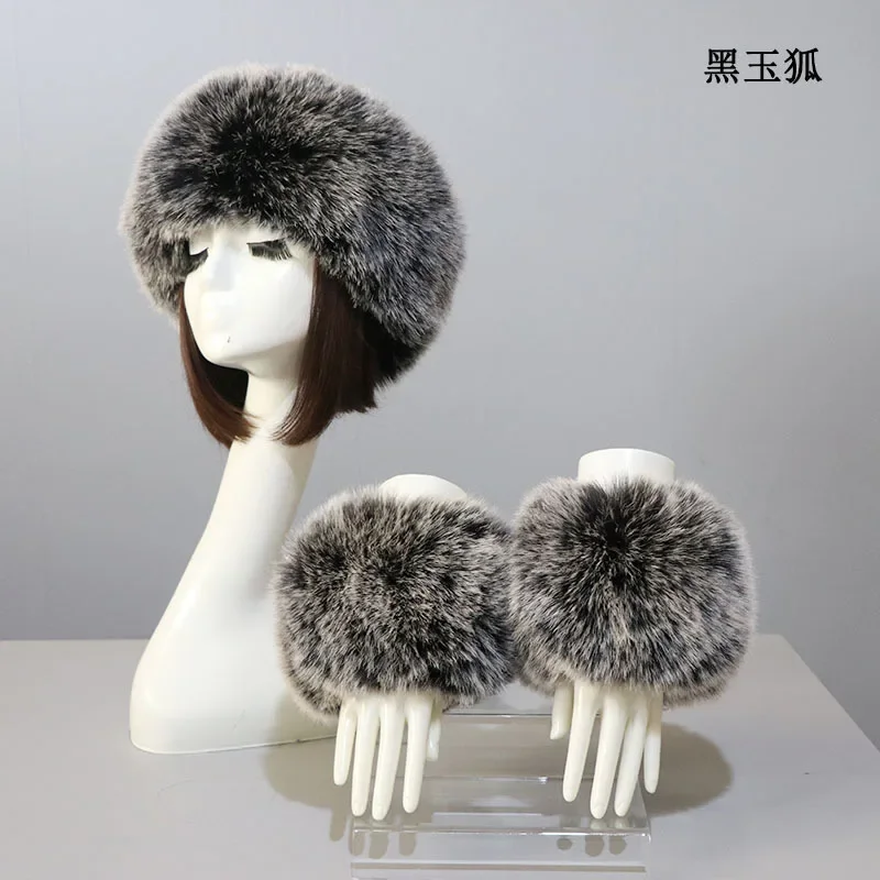Winter Dicke Warme Pelzige Haarband für Frauen Mädchen Mode Flauschigen Faux Pelz Russische Hut Stirnband Outdoor Wärmer Ski Beanie Hüte – Detail 26