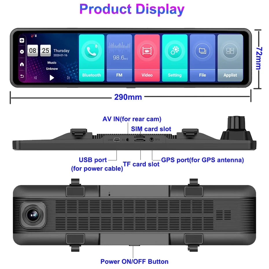 ڵ ̷ ī޶, 4G LTE, ȵ̵ 8.1, ڵ GPS ̼, 4GB RAM, 32G ROM,   ,   DVR, 12 ġ