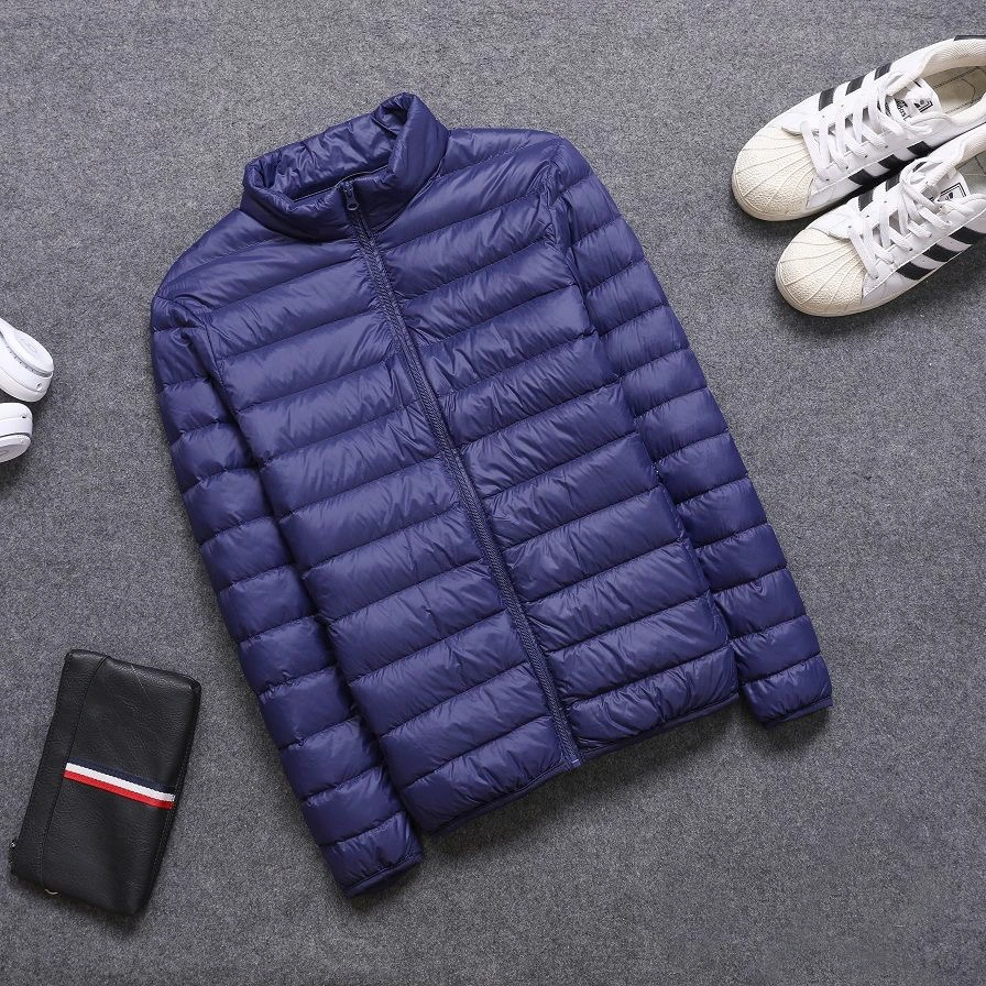 Stand collar navy blue