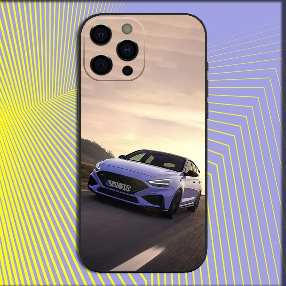 Sleek Blue Car-Themed Soft Black Phone Case