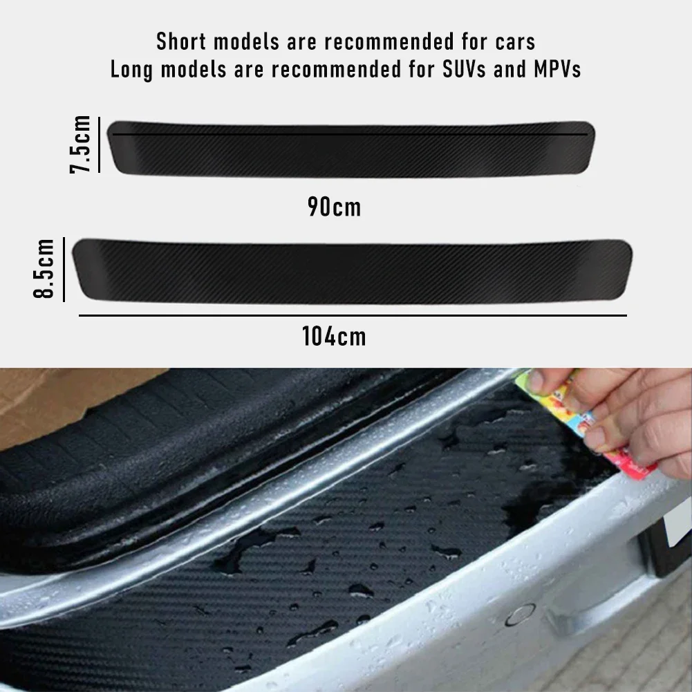 90cm Car Rear Trunk Bumper Carbon Fiber Sticker Protective Pad Anti-Scratch Cover Anti-Collision Protection Cover Strip Decal