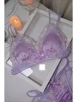 MOYISU filles soutien-gorge français mince Triangle tasse violet broderie lumière luxe soie Sexy pur désir dentelle ensemble de sous-vêtements 6