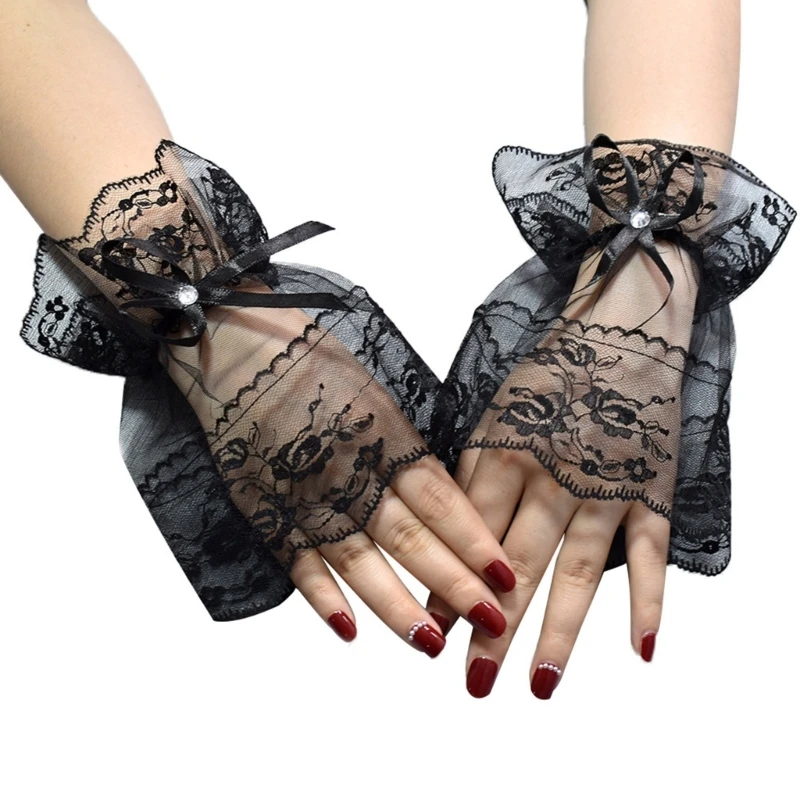 Girls Lace Wrist Cuffs Decorative Sleeve See-Through False Cuffs Skirt Decors Dropship