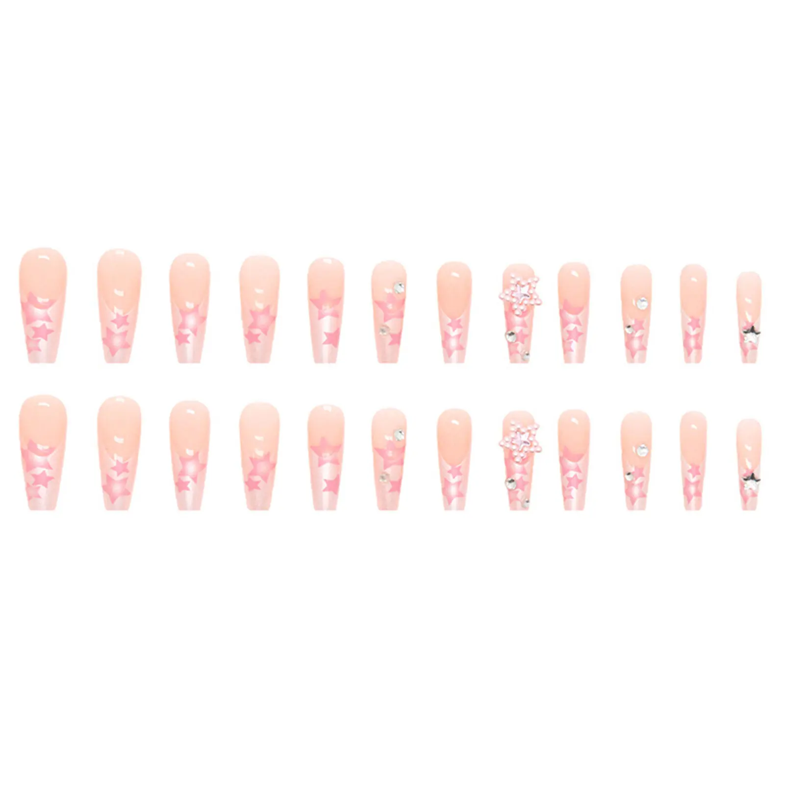 24PcsFakeNailswithShimmeringPowderFitPerfectlyArtificialNails