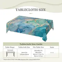 Nappe fluide de luxe en marbre turquoise, couverture de table abstraite dorée turquoise de qualité supérieure pour une cuisine élégante, une salle à manger ou une fête 3
