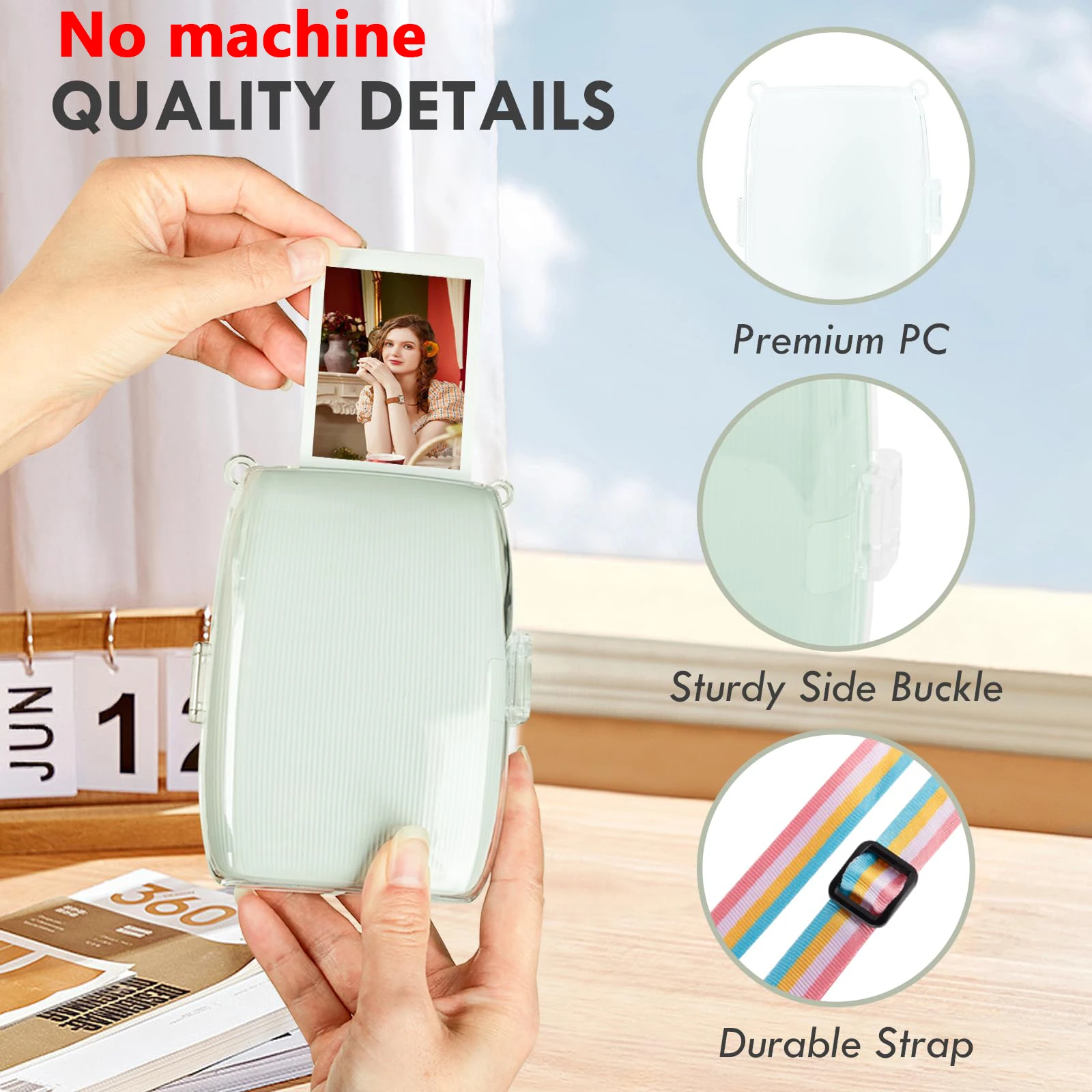 Storage Bags 1pc Printer Protective Hard Case for instax Mini Link 3 Transparent Case + Rainbow Shoulder Strap