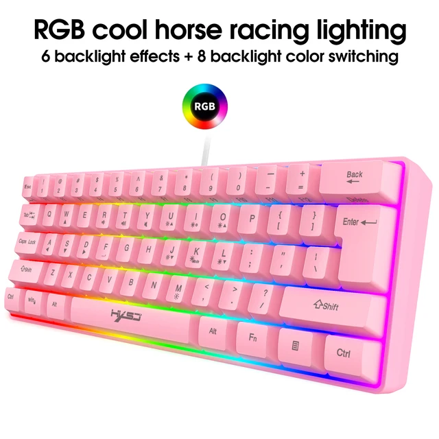 Tastiera meccanica cablata HXSJ 60% tastiera da gioco 61 tasti tastiera  ergonomica Ultra compatta retroilluminata RGB per PC MAC PS4 Gamer -  AliExpress