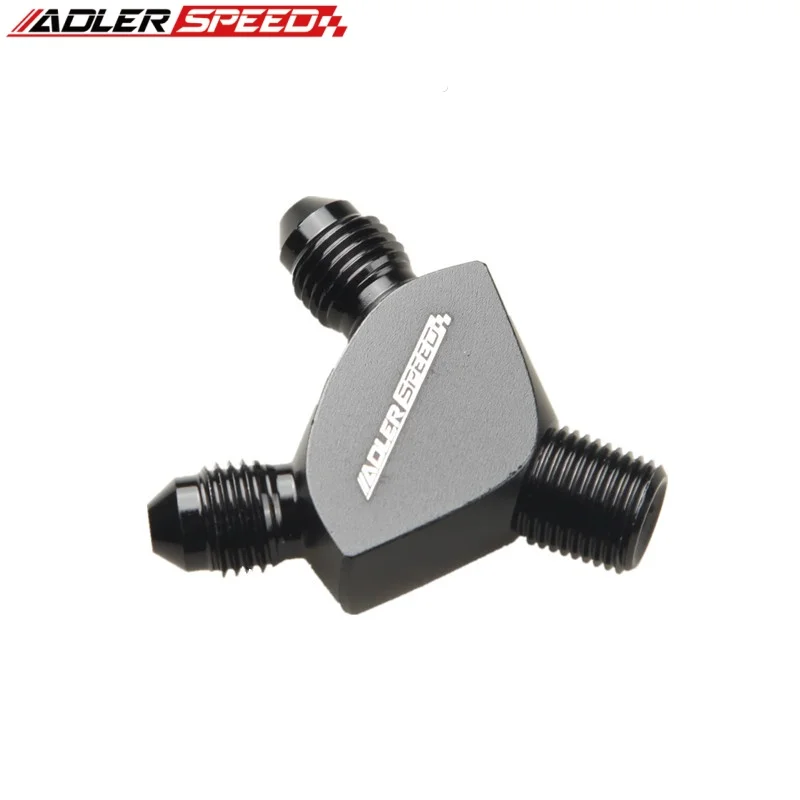 ADLERSPEED Y 블록 어댑터 피팅 1/8'' NPT  2 x 3AN AN3 AN 3 알루미늄 수 플레어 검정색/파란색