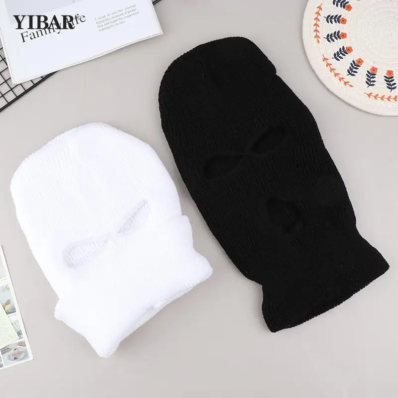 1PC Funny Spoof Car Seat Headgear Headrest Cover 3 Hole Knitted Face Mask Seat Cover Decorations